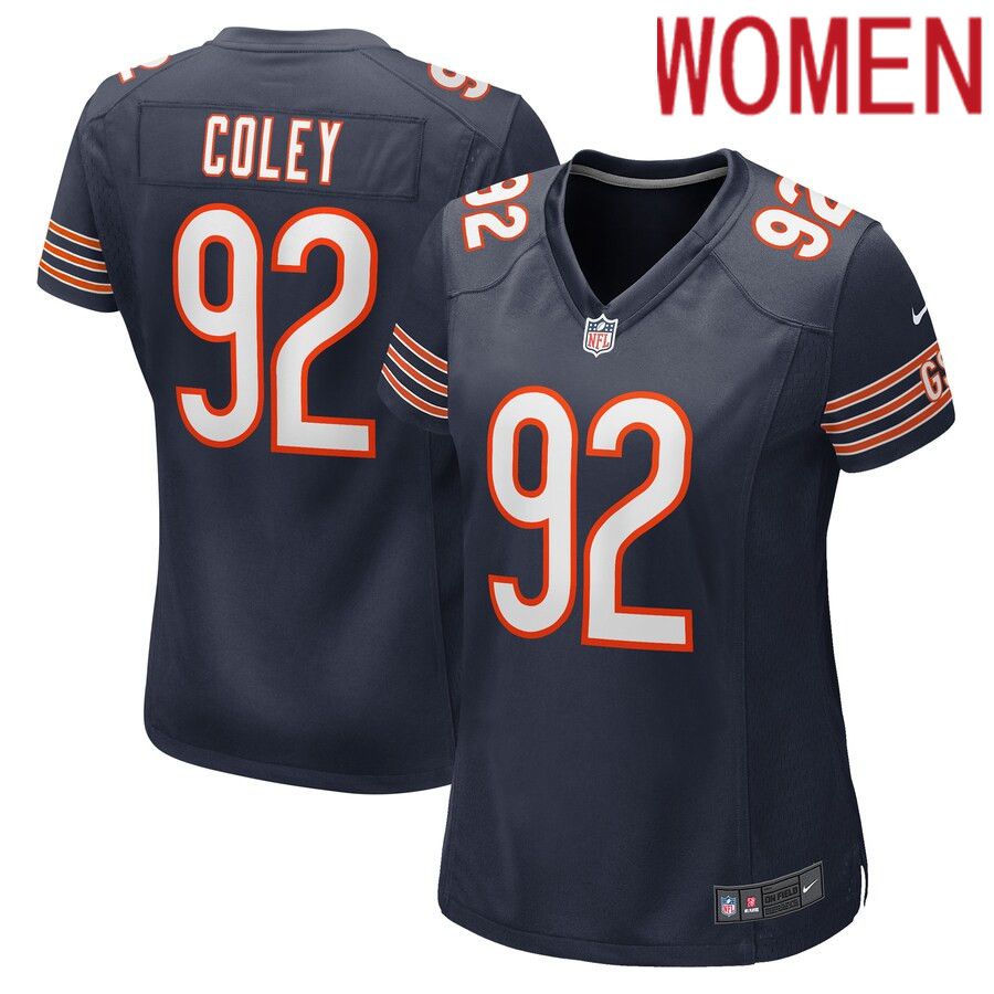 Women Chicago Bears #92 Trevon Coley Nike Navy Game Player NFL Jersey->women nfl jersey->Women Jersey